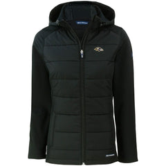 Baltimore Ravens Cutter & Buck Women's Evoke PrimaLoft Hybrid Eco Softshell Recycled Full-Zip Hooded Jacket Black