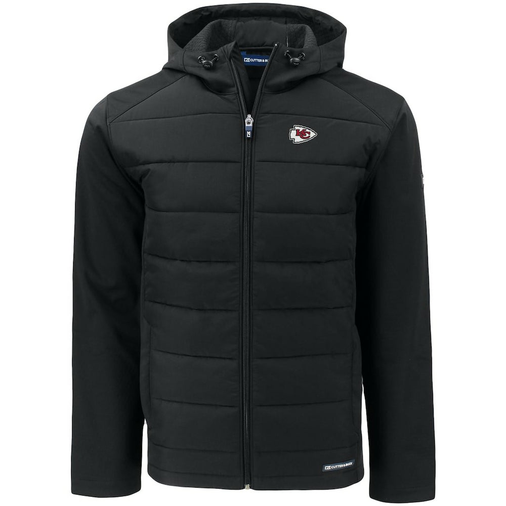 Kansas City Chiefs Cutter & Buck Evoke PrimaLoft Hybrid Eco Softshell Recycled Full-Zip Hooded Jacket Black