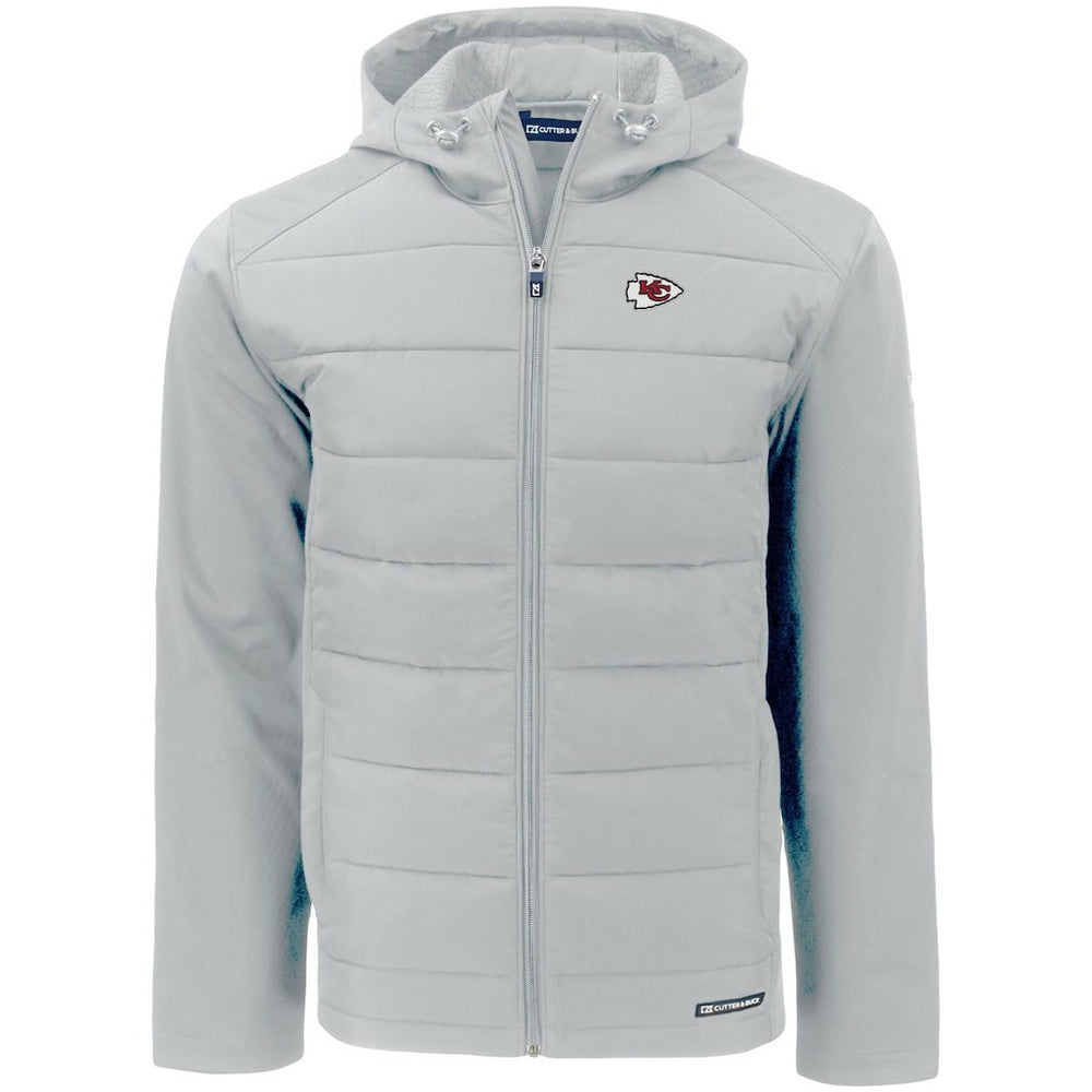 Kansas City Chiefs Cutter & Buck Evoke PrimaLoft Hybrid Eco Softshell Recycled Full-Zip Hooded Jacket Gray