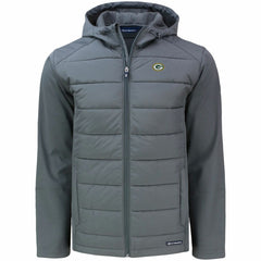 Green Bay Packers Cutter & Buck Evoke PrimaLoft Hybrid Eco Softshell Recycled Full-Zip Hooded Jacket Gray
