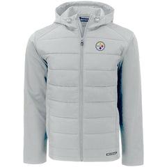Pittsburgh Steelers Cutter & Buck Evoke PrimaLoft Hybrid Eco Softshell Recycled Full-Zip Hooded Jacket Gray