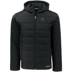 Indianapolis Colts Cutter & Buck Evoke PrimaLoft Hybrid Eco Softshell Recycled Full-Zip Hooded Jacket Black
