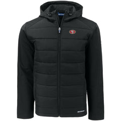 San Francisco 49ers Cutter & Buck Evoke PrimaLoft Hybrid Eco Softshell Recycled Full-Zip Hooded Jacket Black