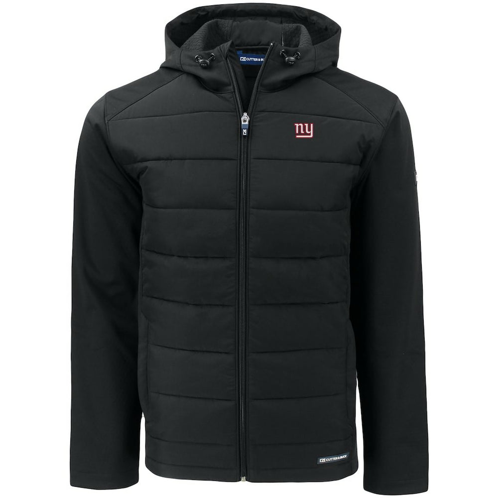 New York Giants Cutter & Buck Evoke PrimaLoft Hybrid Eco Softshell Recycled Full-Zip Hooded Jacket Black
