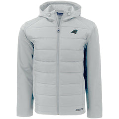 Carolina Panthers Cutter & Buck Evoke PrimaLoft Hybrid Eco Softshell Recycled Full-Zip Hooded Jacket Gray