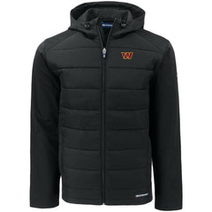 Washington Commanders Cutter & Buck Evoke PrimaLoft Hybrid Eco Softshell Recycled Full-Zip Hooded Jacket Black
