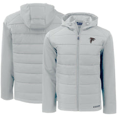 Atlanta Falcons Cutter & Buck Evoke PrimaLoft Hybrid Eco Softshell Recycled Full-Zip Hooded Jacket Gray