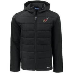Arizona Cardinals Cutter & Buck Evoke PrimaLoft Hybrid Eco Softshell Recycled Full-Zip Hooded Jacket Black