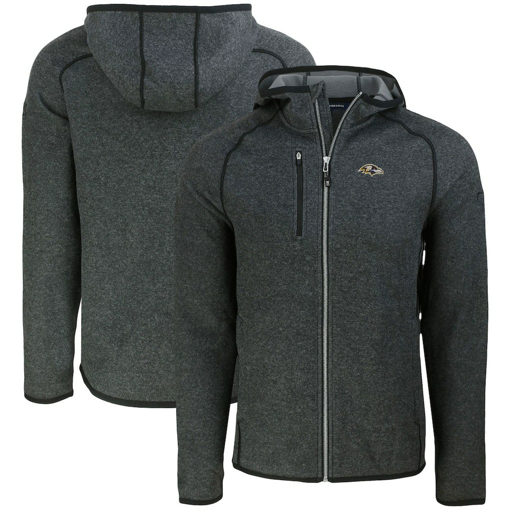 Baltimore Ravens Cutter & Buck Mainsail Full-Zip Hooded Jacket Heather Charcoal