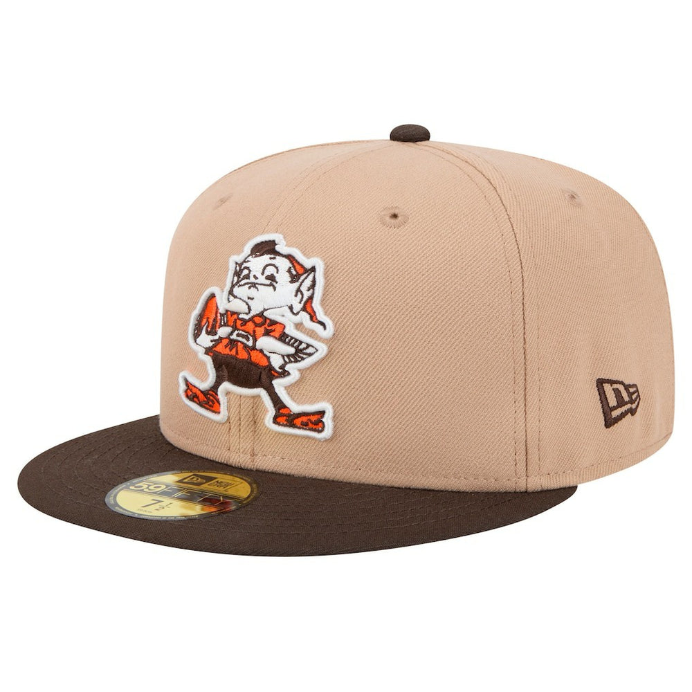 Cleveland Browns New Era Throwback Logo Main 59FIFTY Fitted Hat Tan
