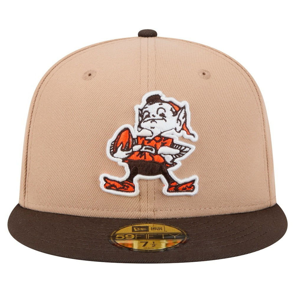 Cleveland Browns New Era Throwback Logo Main 59FIFTY Fitted Hat Tan