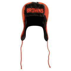 Cleveland Browns New Era Helmet Head Trapper Knit Hat Orange