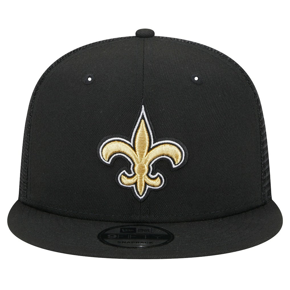 New Orleans Saints New Era Main Trucker 9FIFTY Snapback Hat Black