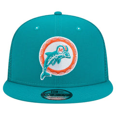 Miami Dolphins New Era Throwback Main Trucker 9FIFTY Snapback Hat Aqua