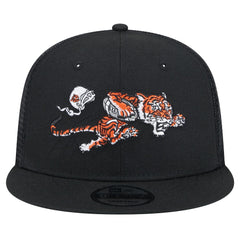 Cincinnati Bengals New Era Throwback Main Trucker 9FIFTY Snapback Hat Black