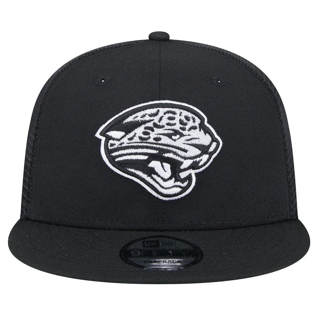New Era Jacksonville Jaguars Black Main Trucker 9FIFTY Snapback Hat