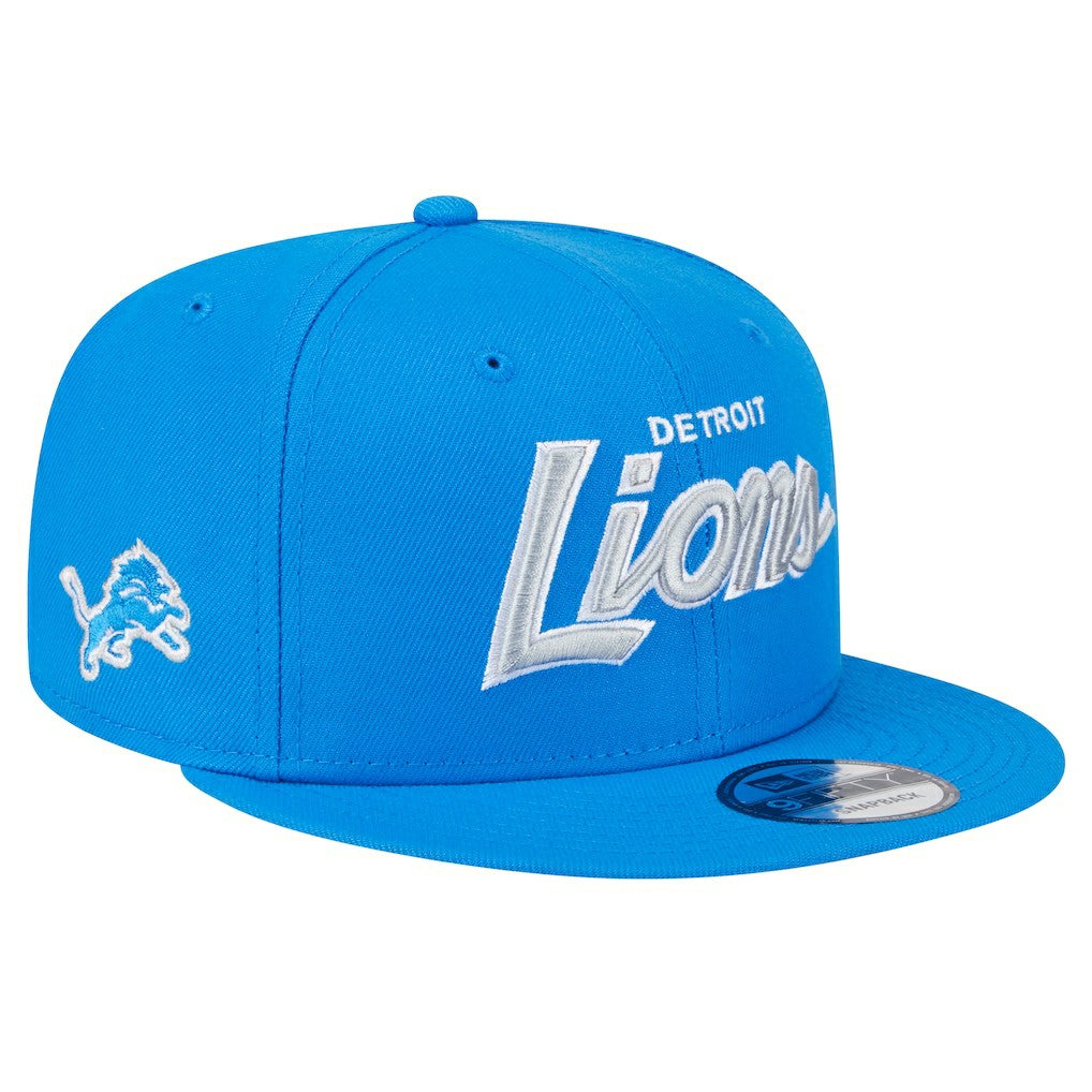 Detroit Lions New Era Main Script 9FIFTY Snapback Hat Blue