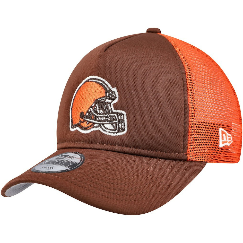 Cleveland Browns New Era Youth A-Frame 9FORTY Trucker Adjustable Hat Brown