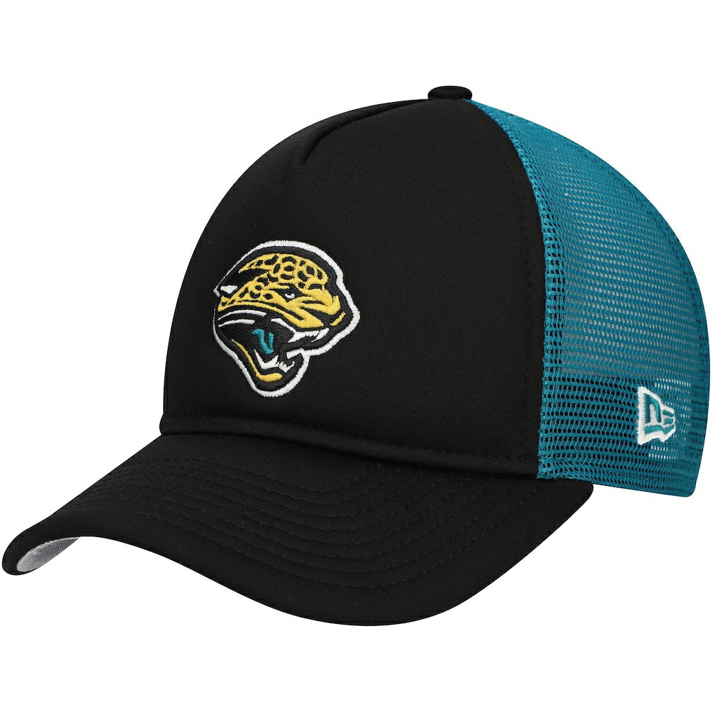 Jacksonville Jaguars New Era Youth A-Frame 9FORTY Trucker Adjustable Hat Black