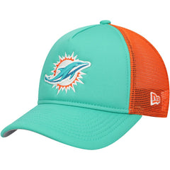 Miami Dolphins New Era Youth A-Frame 9FORTY Trucker Adjustable Hat Aqua