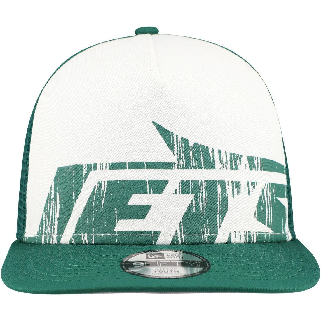 New York Jets New Era Youth Distressed 9FIFTY A-Frame Snapback Hat White/Green