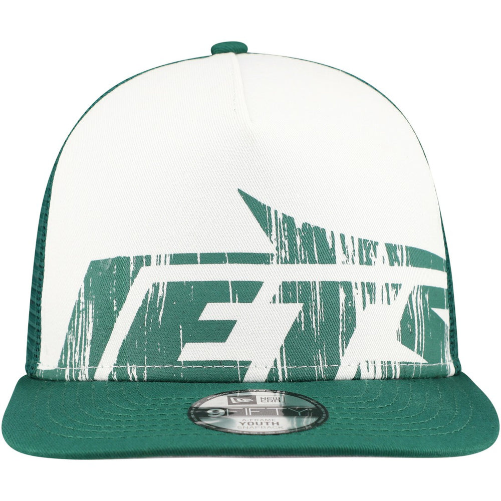New York Jets New Era Youth Distressed 9FIFTY A-Frame Snapback Hat White/Green