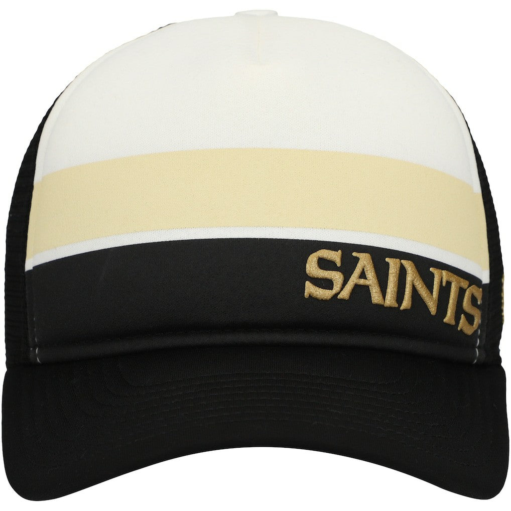 New Orleans Saints New Era Youth Sport Night Color Block 9FORTY A-Frame Trucker Adjustable Hat Black
