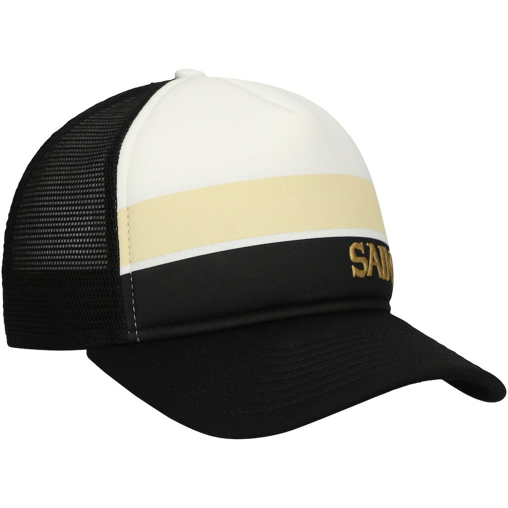New Orleans Saints New Era Youth Sport Night Color Block 9FORTY A-Frame Trucker Adjustable Hat Black