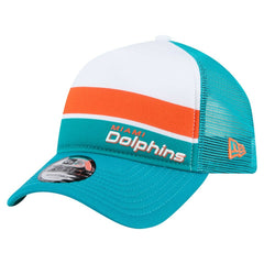 Miami Dolphins New Era Youth Sport Night Color Block 9FORTY A-Frame Trucker Adjustable Hat Aqua