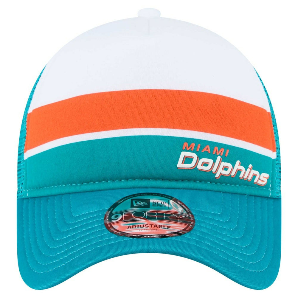 Miami Dolphins New Era Youth Sport Night Color Block 9FORTY A-Frame Trucker Adjustable Hat Aqua