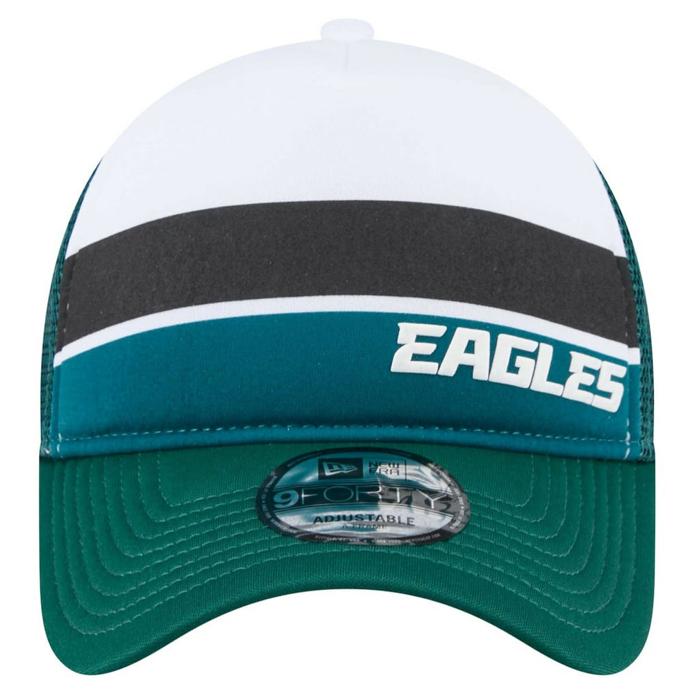 Philadelphia Eagles New Era Youth Sport Night Color Block 9FORTY A-Frame Trucker Adjustable Hat Midnight Green