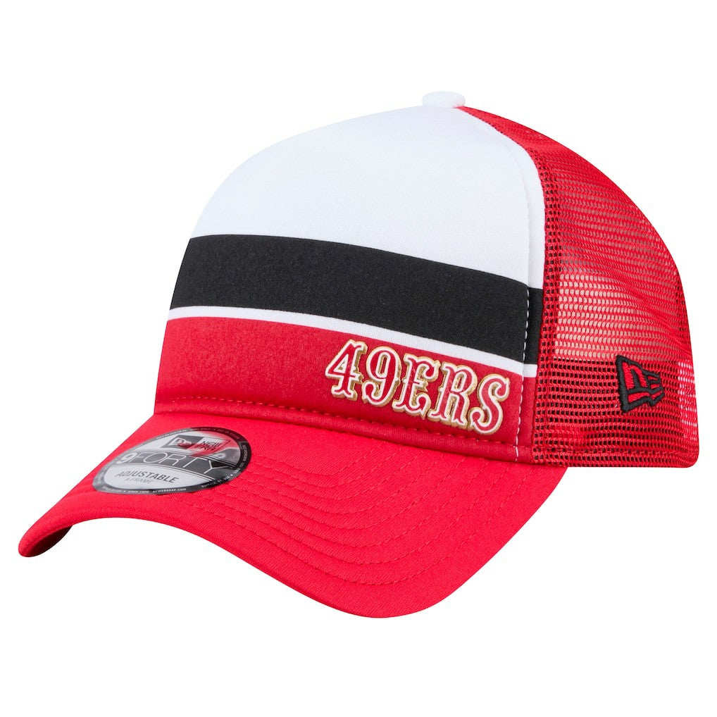 San Francisco 49ers New Era Youth Sport Night Color Block 9FORTY A-Frame Trucker Adjustable Hat Scarlet