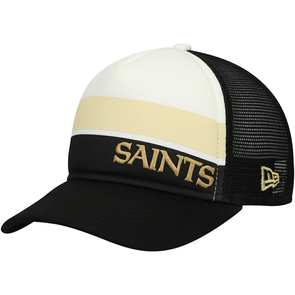 New Orleans Saints New Era Preschool Sport Night Color Block 9FORTY A-Frame Trucker Adjustable Hat Black