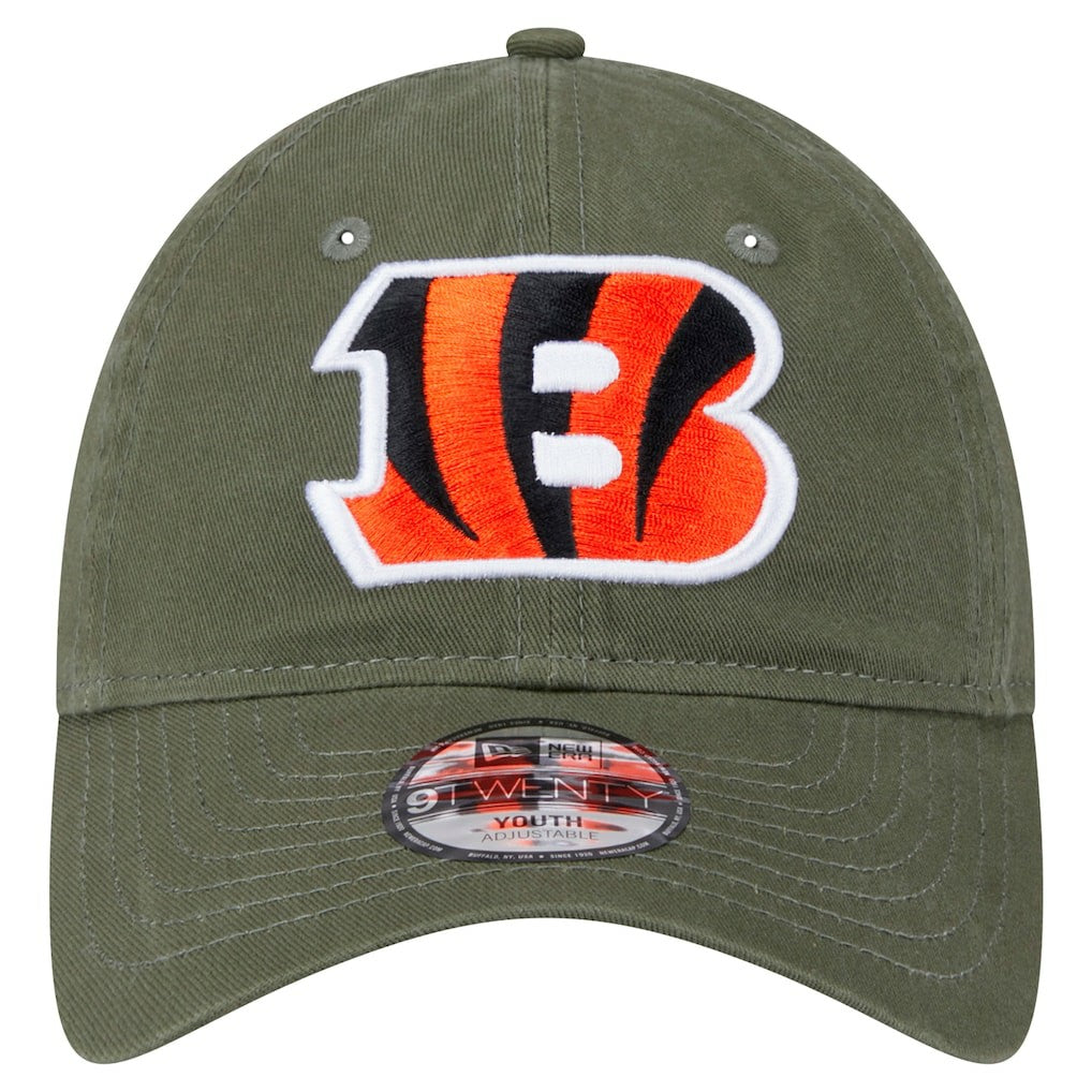 Cincinnati Bengals New Era Youth Main 9TWENTY Adjustable Hat Olive