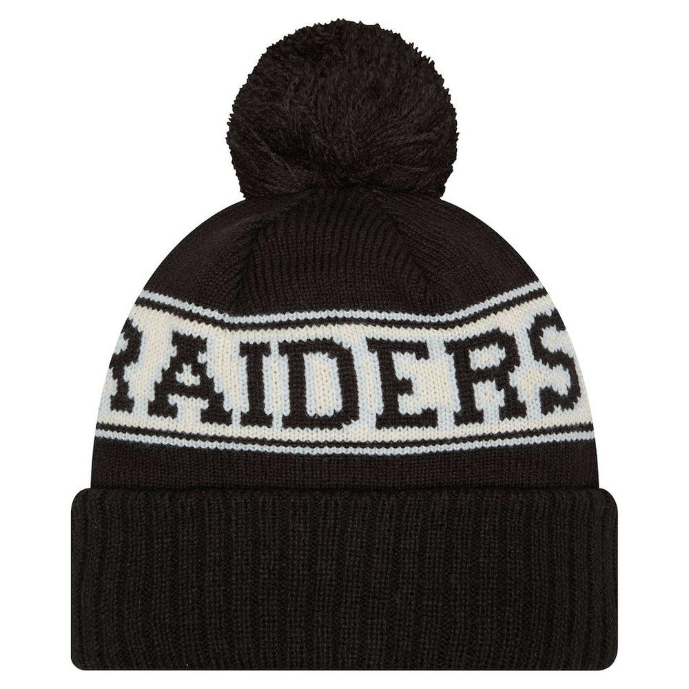 Las Vegas Raiders Youth New Era Retro Cuffed Knit Hat with Pom Black