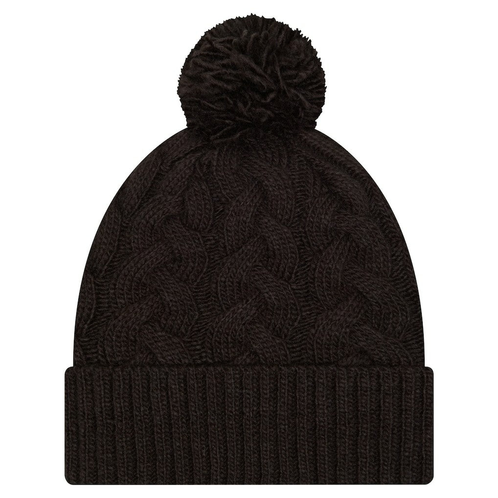 Cincinnati Bengals New Era Girls Youth Cabled Cuffed Knit Hat with Pom Black