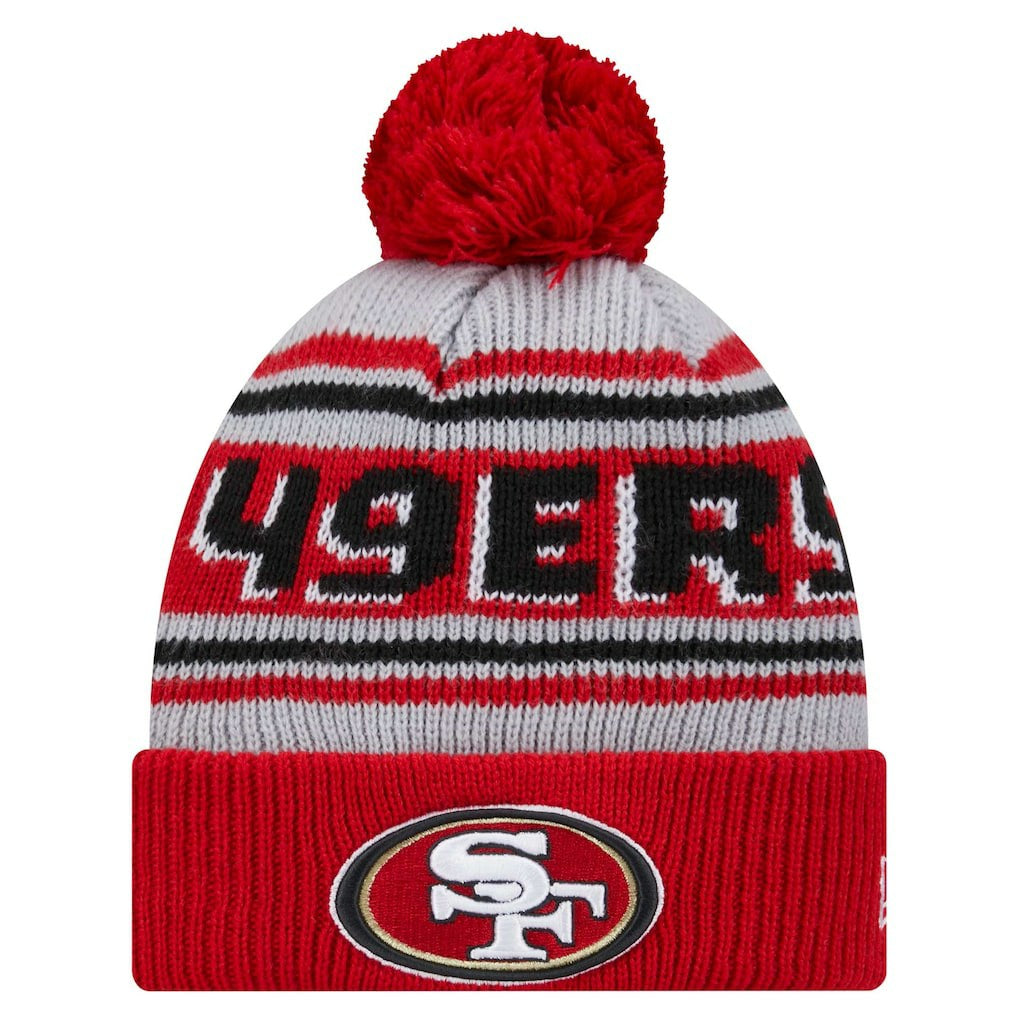San Francisco 49ers New Era Youth Main Cuffed Knit Hat with Pom Scarlet