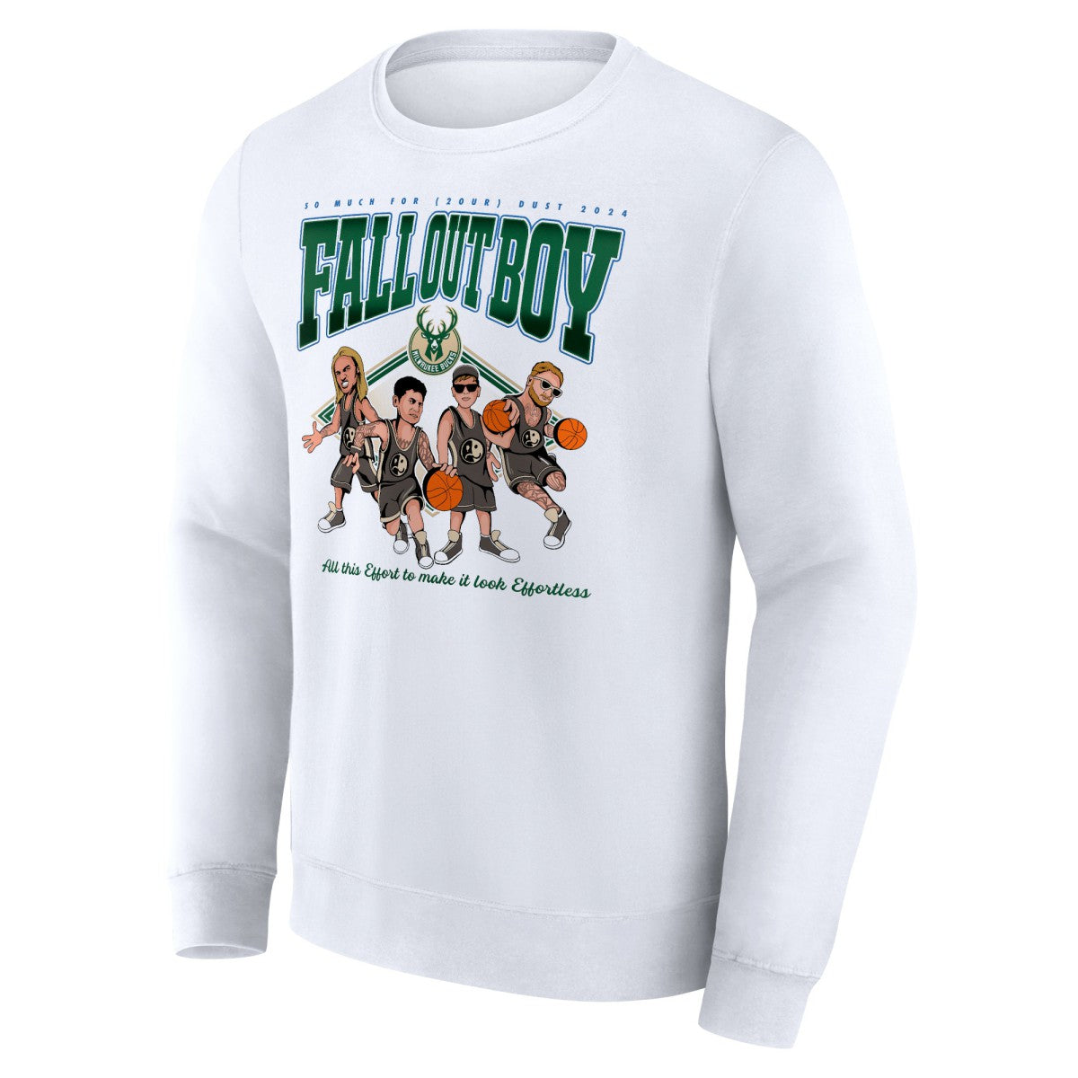 Fall Out Boy x Milwaukee Bucks So Much For (2our) Dust Fleece Pullover Sweatshirt White | Fanatics US