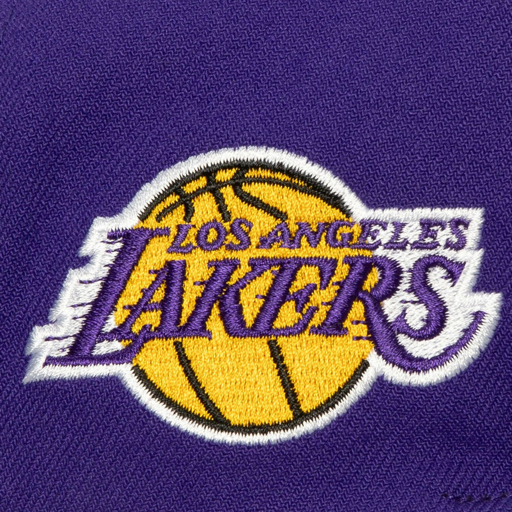 Los Angeles Lakers Retro Sport Color Block Script Snapback Hat White/Purple | Mitchell & Ness Near Me