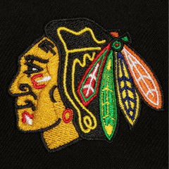 Chicago Blackhawks Mitchell & Ness Retro Script Colorblock Snapback Hat - Black - NHL 201141486