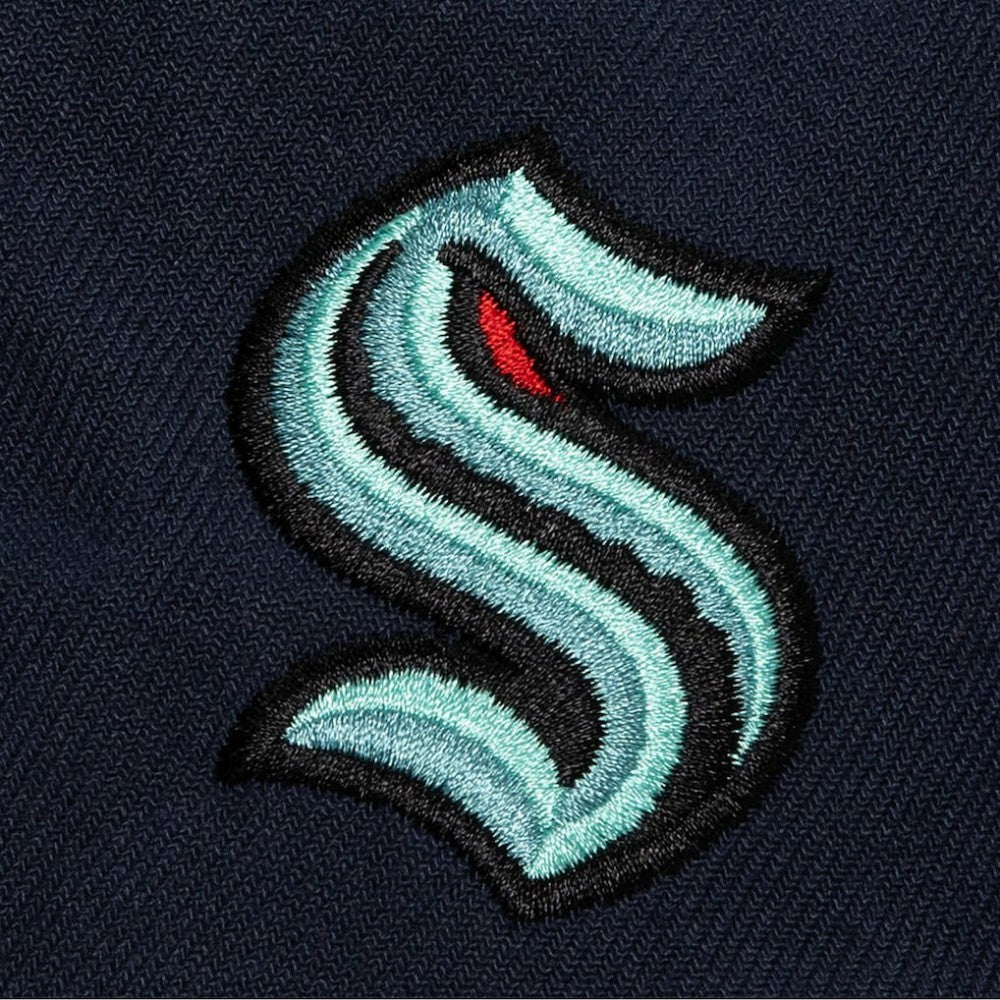 Seattle Kraken Mitchell & Ness Retro Script Colorblock Snapback Hat - Deep Sea Blue - NHL 201141488