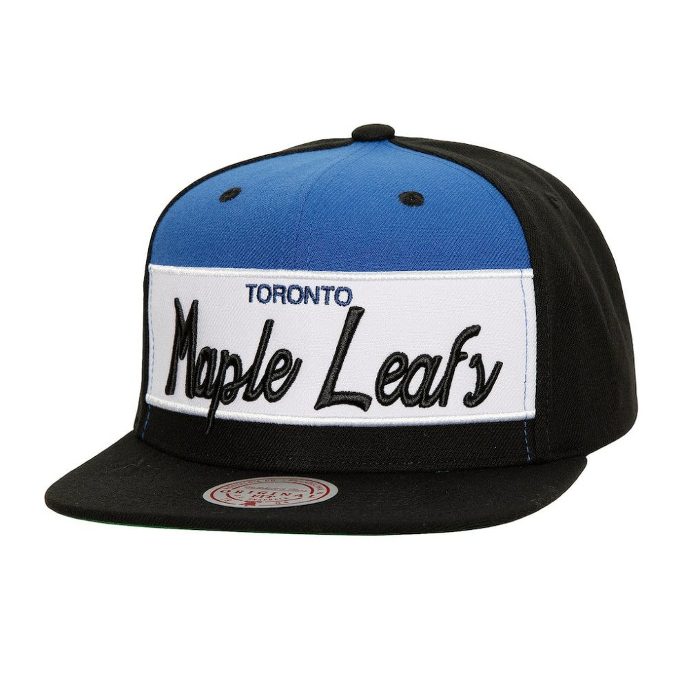 Toronto Maple Leafs Mitchell & Ness Retro Script Colorblock Snapback Hat - Black - NHL 201141489