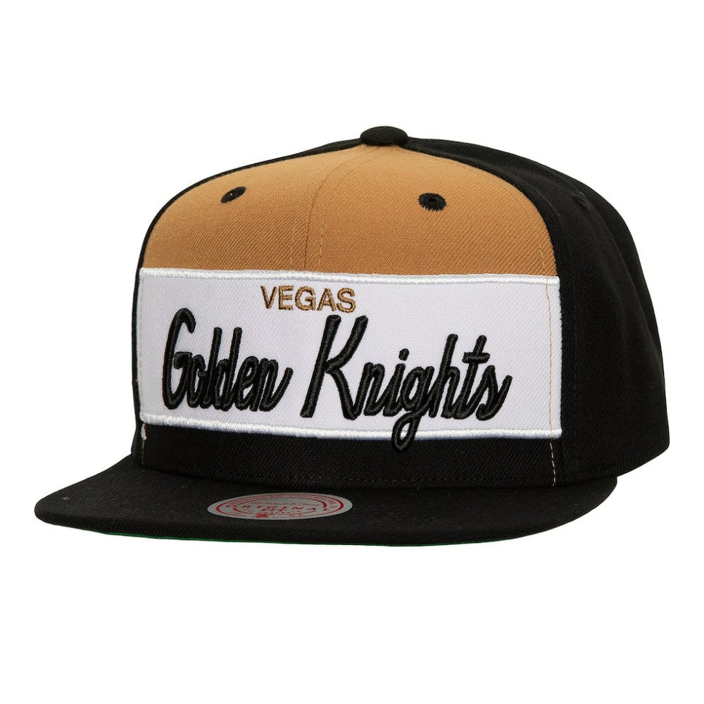 Vegas Golden Knights Mitchell & Ness Retro Script Colorblock Snapback Hat - Black - NHL 201141490