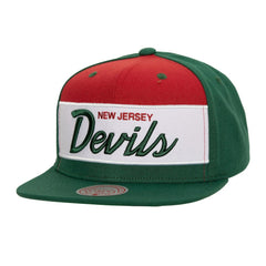 New Jersey Devils Mitchell & Ness Retro Script Colorblock Snapback Hat - Green - NHL 201141491