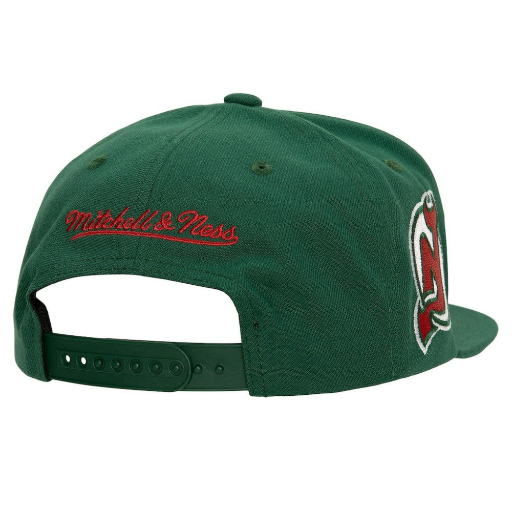 New Jersey Devils Mitchell & Ness Retro Script Colorblock Snapback Hat - Green - NHL 201141491
