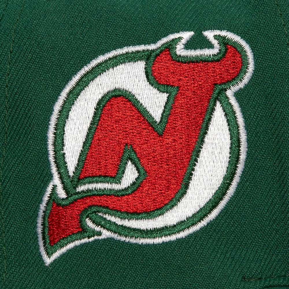 New Jersey Devils Mitchell & Ness Retro Script Colorblock Snapback Hat - Green - NHL 201141491