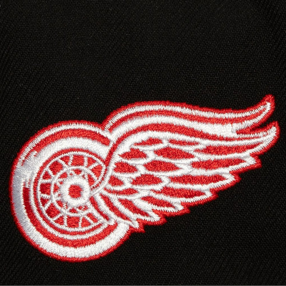 Detroit Red Wings Mitchell & Ness Retro Script Colorblock Snapback Hat - Black - NHL 201141492