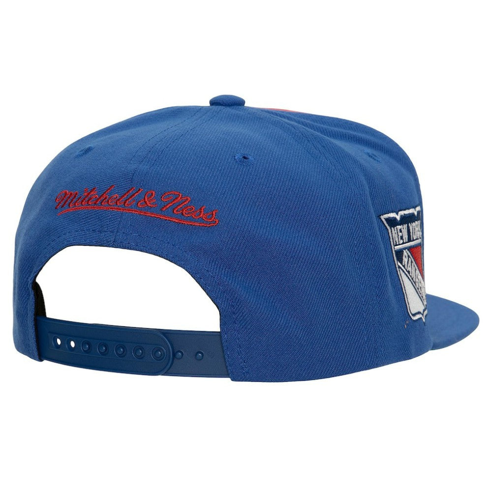 New York Rangers Mitchell & Ness Retro Script Colorblock Snapback Hat - Blue - NHL 201141497