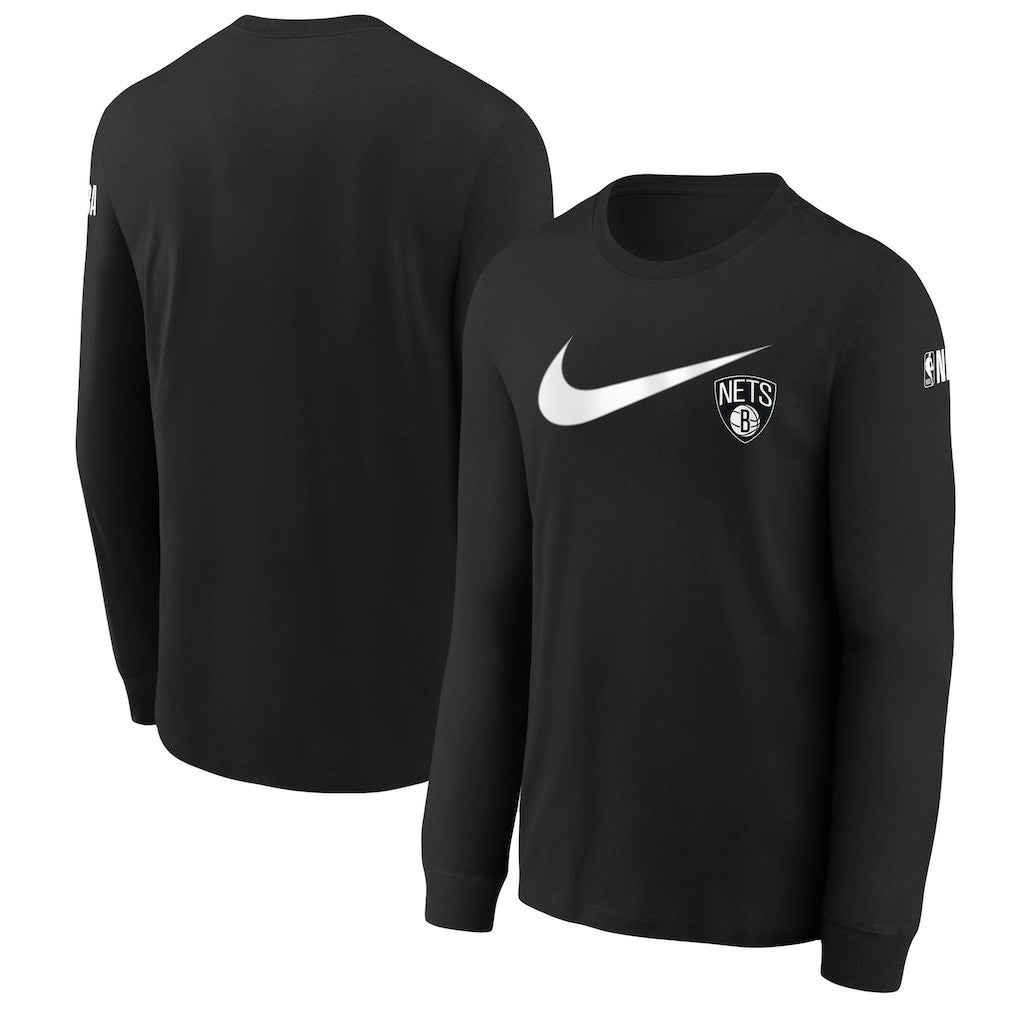 Brooklyn Nets Youth Swoosh Long Sleeve T-Shirt Black | Nike discount
