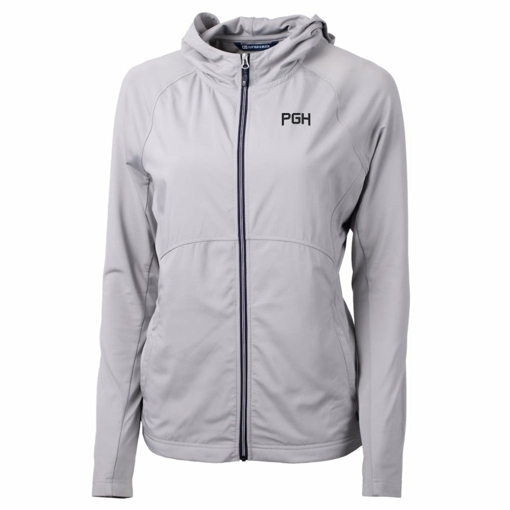 Pittsburgh Pirates Cutter & Buck Women's City Connect Adapt Eco Knit Hybrid Recycled Full-Zip Hooded Jacket - Gray - MLB on Sale